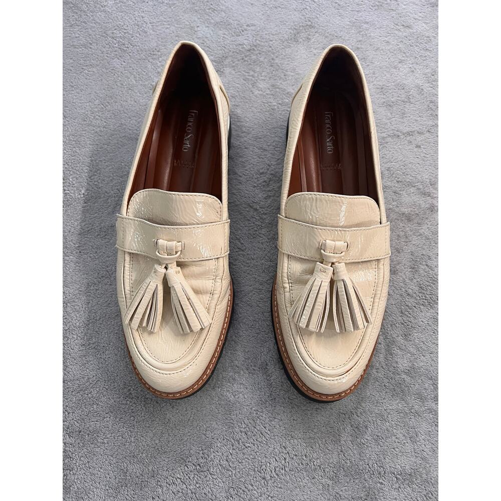 Franco Sarto Chunky Lug Sole Tassel Heeled Platform Loafer Metal Accent Size 8.5 - Picture 5 of 10